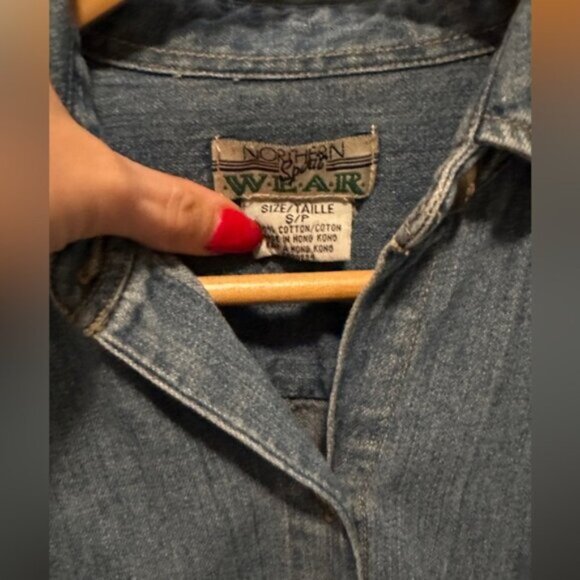 Vintage Denim Collared Button Down Shirt Small - Picture 6 of 6